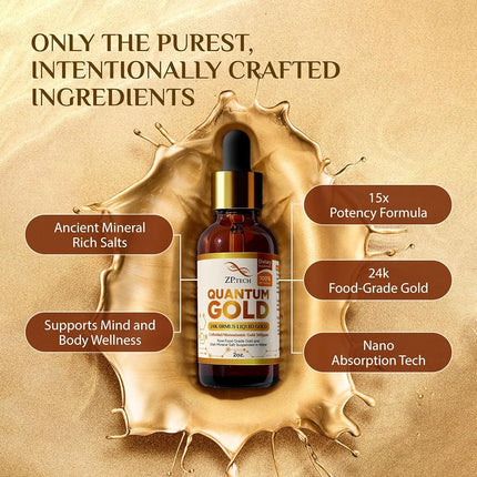 Quantum Gold | Liquid Ormus Monoatomic 24K Gold Supplement Drops for Pineal Gland Activation, Lucid Dreaming & Higher Energy Alignment | 2oz.