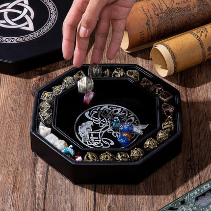 Premium Dice Tray for DND, Detailed World Tree & Triquetra Design – 23 CM
