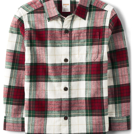 Gymboree Boys' and Toddler Long Sleeve Plaid Butto