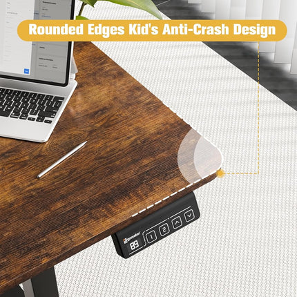 ERGOMAKER Electric Standing Desk 160x70cm Black Frame+ Rustic Brown Desktop