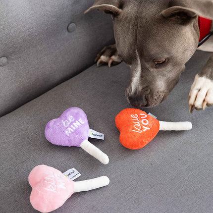 Pearhead Valentine’s Day Plush Squeaky Dog Toys – Candy Popsicle Dog Toy Set, Soft Chew Interactive Toys for Dogs, Set of 3