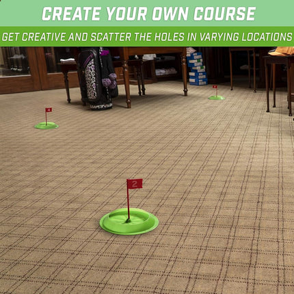 GoSports Pure Putt Challenge, Build Your Own Course at Home, the Office or On the Green, Includes 9 Holes, 4 Balls, Dry-Erase Scorecard, Tote Bag and Rules