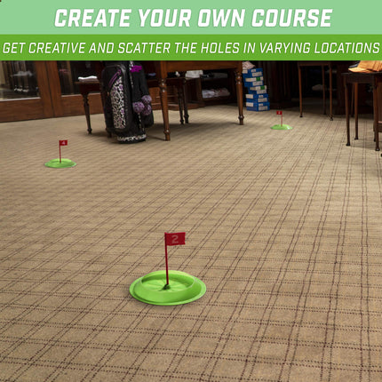 GoSports Pure Putt Challenge, Construye tu propio campo en casa, en la oficina o en el green, incluye 9 hoyos, 4 bolas, tarjeta de puntuación borrable en seco, bolsa de transporte y reglas