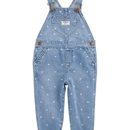 OshKosh B'Gosh Girl's World's Best Overalls Jumpsuit, Blue Heart, 24 Months