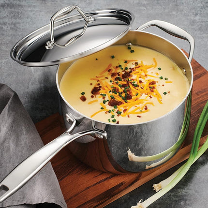 Tramontina 4 Quart Stainless Steel Triple Layer Sauce Pan with Lid 80116/024DS