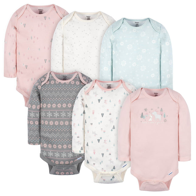 Gerber Baby Girls' 6-Pack Long-Sleeve Onesies Body