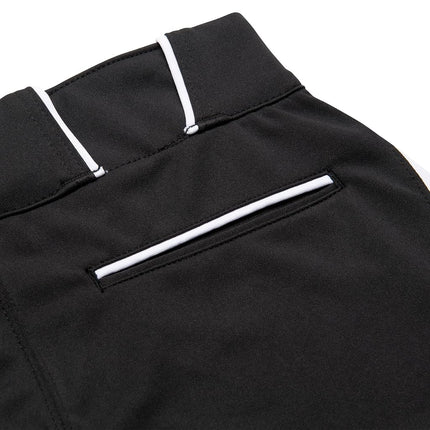 Pantalon de softball Champro Surge traditionnel taille basse pour fastpitch avec passepoil tressé de couleur contrastée - Petit, Noir, Blanc