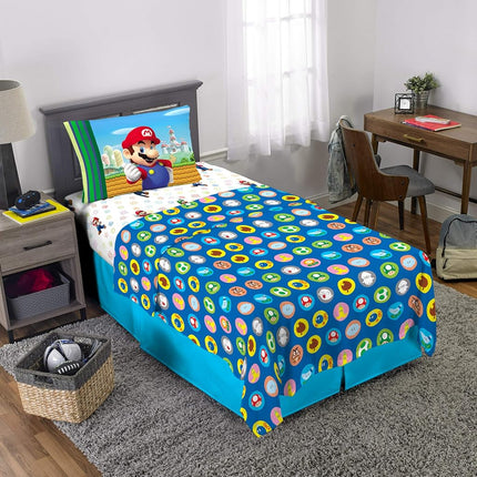 Juego de sábanas de microfibra supersuave para cama infantil Franco, individual, Mario