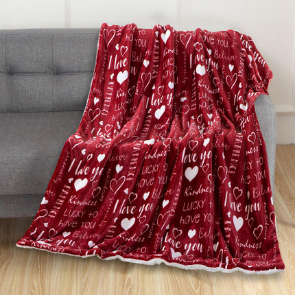 Elegant Comfort Valentines Day Sherpa Fleece Throw