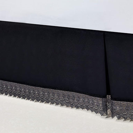 Elegant Comfort ™ Silky-Soft Luxury Lace Fringe Dust Ruffle/Bed Skirt Microfiber Platform Wrinkle and Fade Resistant with 15inch Drop