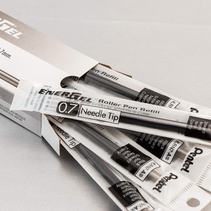 Pentel Refill Ink for EnerGel 0.7mm Needle Tip Liquid Gel Pen, Pack of 12, Black Ink (LRN7-A-12)