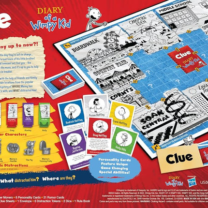 CLUE: Diary of a Wimpy Kid | Solve the Mystery in This Collectible Clue Game Featuring Characters & Locations from the Popular Book Series Diary of a Wimpy Kid | Officially-Licensed Diary of a Wimpy