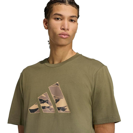 adidas Men's Camouflage Graphic T-Shirt, Olive Strata/Logo, Large Tall