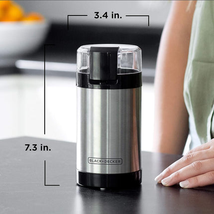 BLACK+DECKER CBG110S Coffee Grinder One Touch Push-Button Control, Stainless Steel