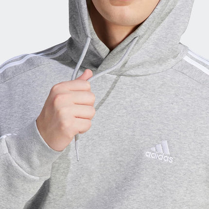 adidas Men's Essentials Fleece 3-Stripes Hoodie, Medium Grey Heather, XXS