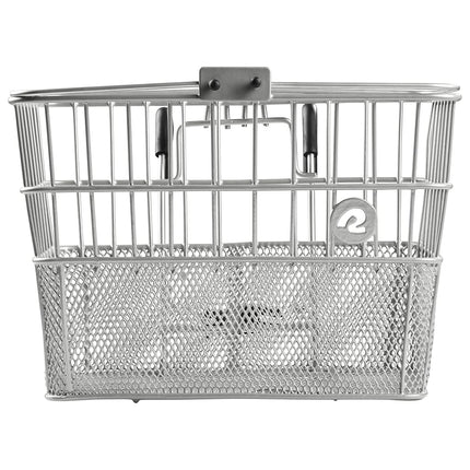 Retrospec Apollo Detachable Front Bike Basket Steel Half-Mesh with Integrated Detachable Hooks and Built-in Handle, Easy Assembly and Portability for Bicycles