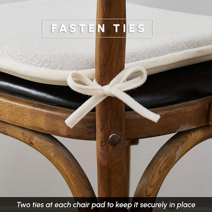 Elegant Comfort 4 Pack Chair Cushion Covers - Skid-Proof Rubber Backing - 16 x 16 Inch - Thick Dining Square Shape Seat Covers - Comfortable Textured Chair Pads with Ties - Thatch Pattern, Cream