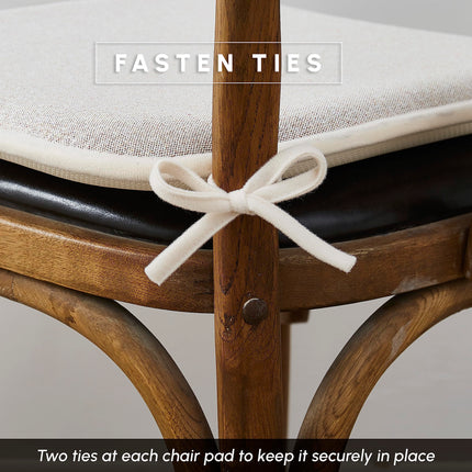 Elegant Comfort 4 Pack Chair Cushion Covers - Skid-Proof Rubber Backing - 16 x 16 Inch - Thick Dining Square Shape Seat Covers - Comfortable Textured Chair Pads with Ties - Thatch Pattern, Cream