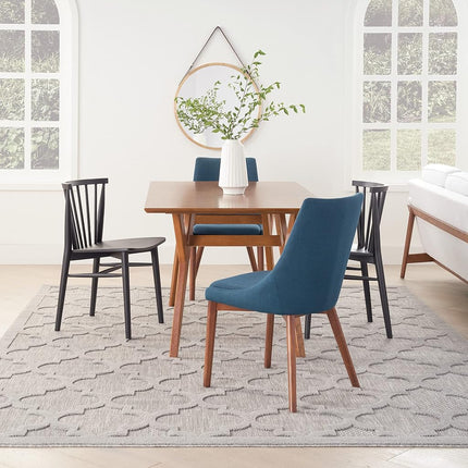 Alfombra de área Nourison Easy Care Moroccan para interior/exterior gris plateado de 2,13 m x 3,05 m