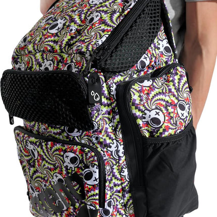 Arena One Go Backpack Swimmers Athletes Sports Gym Rucksack Multisport Daypack Large Size Training Gear Equipment Swim Bag for Men and Women, 45 Liters, Fun Skulls