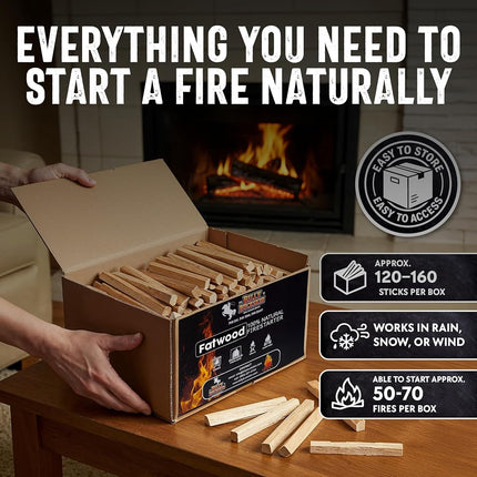 Billy Buckskin Co. 10 lb. Fatwood Fire Starter Sticks | Easy & Safe Fire Starter | Start a Fire with just 2 Sticks | Works in Any Weather Conditions | 10 lb Box