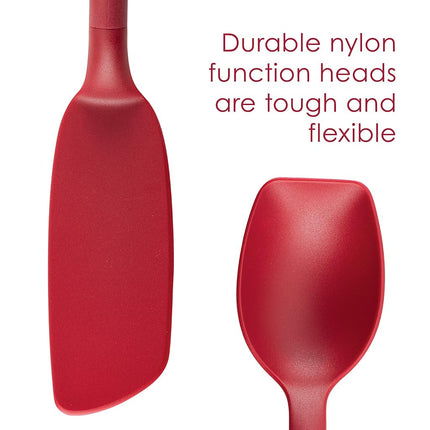 Rachael Ray Tools and Gadgets Lazy Crush & Chop, Flexi Turner, and Scraping Spoon Set/Cooking Utensils - 3 Piece, Red