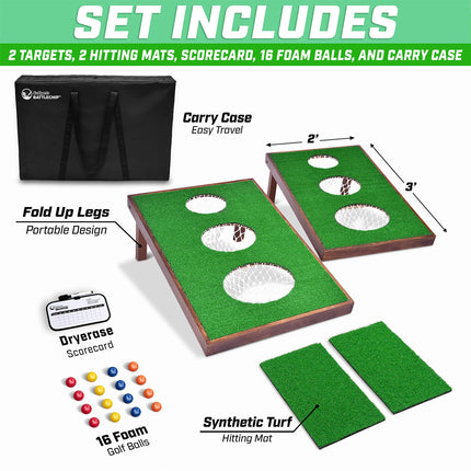GoSports BattleChip Versus Golf Game - Includes Two 3 ft x 2 ft Targets, 16 Foam Balls, 2 Hitting Mats, Scorecard and Carrying Case