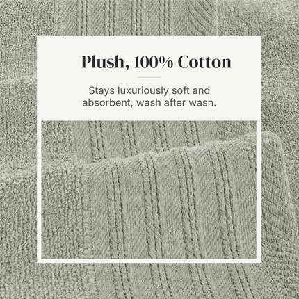 Modern Threads 6 Piece Set, 2 Bath Towels, 2 Hand Towels, 2 Washcloths Yarn Dyed Diamond Gate Jacquard Towel Set Green