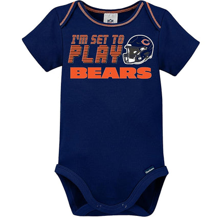 NFL Chicago Bears Boys 20183 Pack Short Sleeve Variety Bodysuit, Blue, 0-3 Months