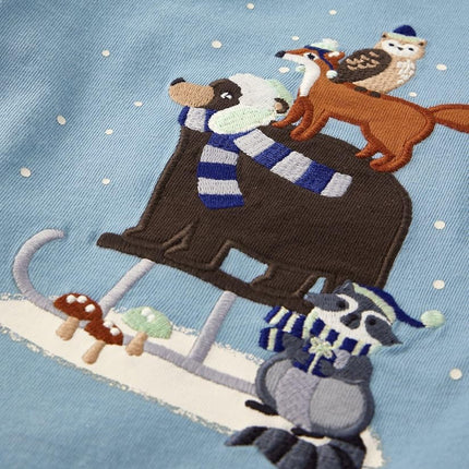 Gymboree Boys and Toddler Embroidered Graphic Long Sleeve Layered T-Shirts, Blue Snow Bear, 6