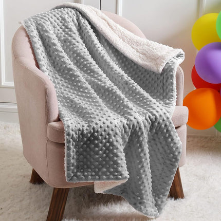 CREVENT Cozy Soft Warm Sherpa Baby Blanket for Infant Toddler's Crib Cot Stroller for Baby Boys All Season Use (76x102cm Light Grey dot)