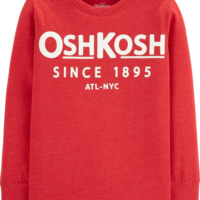 OSHKOSH B'GOSH Boys' Long Sleeve Logo Tee T-Shirt, Red Alert, 3 Years