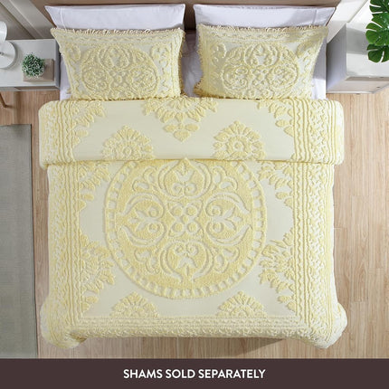Beatrice Home Fashions Bedspread, Chenille, Yellow, Queen