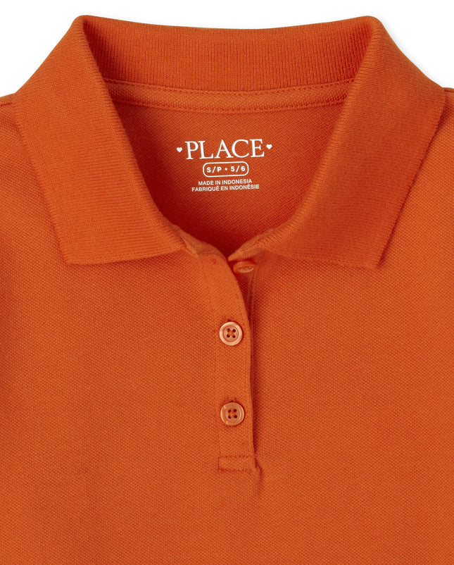 Polo piqué uniforme The Children's Place pour filles, couleur Flamme, Très grande taille