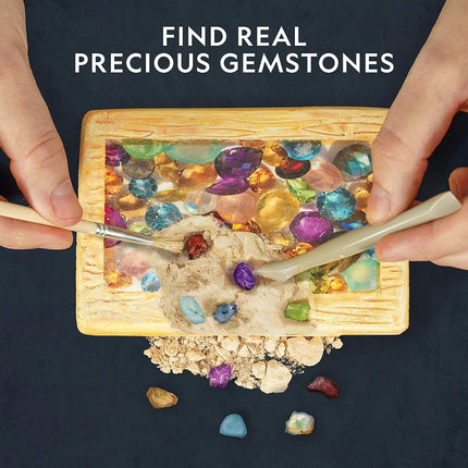 NATIONAL GEOGRAPHIC Semi-Precious Gemstone Dig Kit – Gem Digging Kit for Kids with 15 Semi-Precious Gemstones, Including Amethyst, Garnet, Opal, Blue Topaz, & More, Science Kit (Amazon Exclusive)