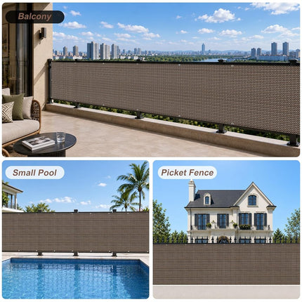 SUNNY GUARD 2.5' x 6' Balcony Privacy Screen, HDPE Patio Railing Cover Fence