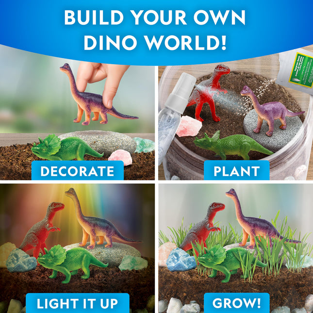 National Geographic Dinosaur Terrarium Kit for Kids � Multicolour Light-Up Terrarium, Build a Dino Habitat with Real Plants & More, Science Kit, Dinosaur Toys for Kids