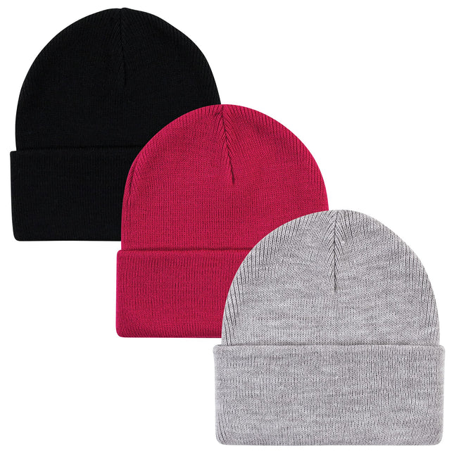 Hudson Baby Unisex Baby Knit Cuffed Beanie 3pk, Da