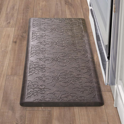 Chef Gear - Anti-Fatigue Wellness Kitchen Mat - Marni Design - Cushioned Comfort Chef Mat - Faux Leather - Cooking & Standing Relief -Skid-Resistant - Measures 17.5"x48" - Mocha