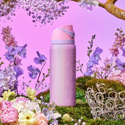 Owala Wicked FreeSip Insulated Stainless Steel Water Bottle with Straw for Sports & Travel, BPA Free Sports Water Bottle, 32 oz, Glinda (Pink)