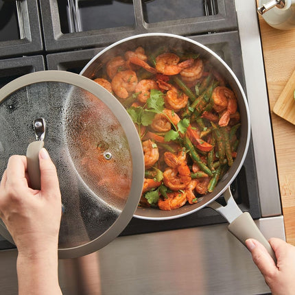 Rachael Ray Cook + Create Nonstick Sauté Pan with Lid, 3 Quart - Almond