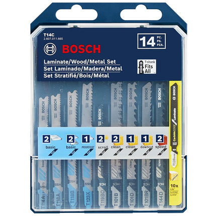 Bosch 14 pc. Laminate/Wood/Metal T-Shank Jig Saw Blade Set T14C