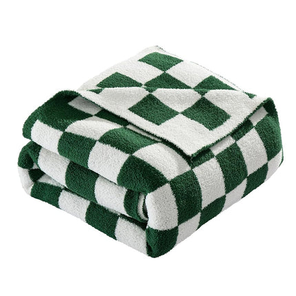 Elegant Comfort Checkered Throw Blanket, Hunter Green Super Soft Cozy Fluffy Warm Throw Blankets for Couch, Sofa, Chair, Bed, Camping, Picnic, Travel Lightweight Bed Blanket (50" x 70")