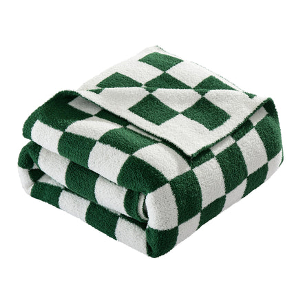 Elegant Comfort Checkered Throw Blanket, Hunter Gr