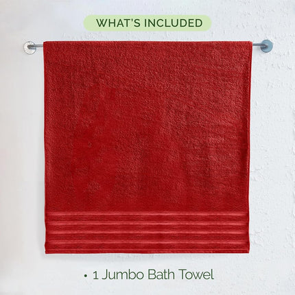 Elegant Comfort 100% Turkish Cotton 4 Lines Viscose Stripe Jumbo Bath Towel - Hotel Spa Quality Extra Large 35 x 70 Inch Bath Towel Ultra Soft, Super Absorbent Quick Dry Large Bath Towel, Red
