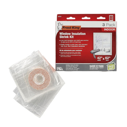 Frost King V73/3H Shrink Window Kit, Indoor, 42 x 62 in, 3 Pack