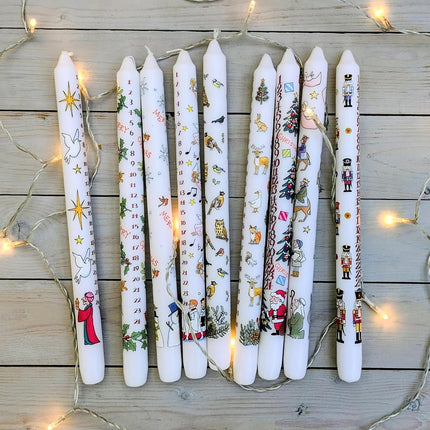 Alison Gardiner Winter Birds Wax Christmas Advent Dinner Candle 12 Hours Burn Time 29.5 cm