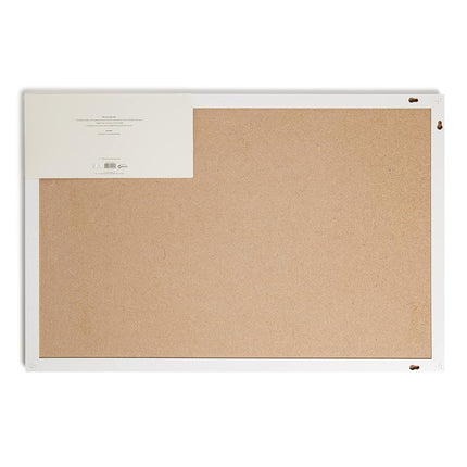 U Brands Farmhouse Linen Bulletin Board with White Frame, Office Supplies, Natural, 20” x 30”