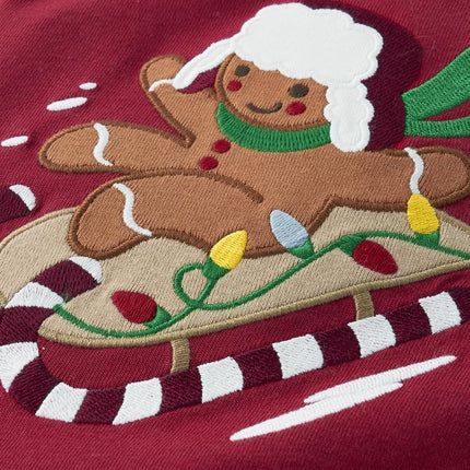 Gymboree Boys and Toddler Embroidered Graphic Long Sleeve Layered T-Shirts, Gingerbread Sleigh, 18-24 Months
