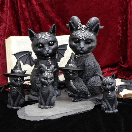 Nemesis Now Large Pawzuph Horned Occult Cat Figurine, Black, 26.5cm